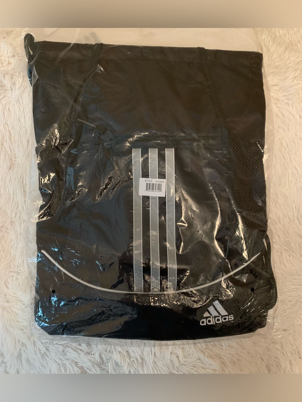 Unisex Black Drawstring Sack with White Logo